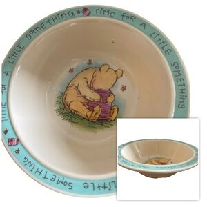 SELANDIA VINTAGE WINNIE THE POOH MELAMINE TIME FOR A LITTLE SOMETHING KIDS BOWL